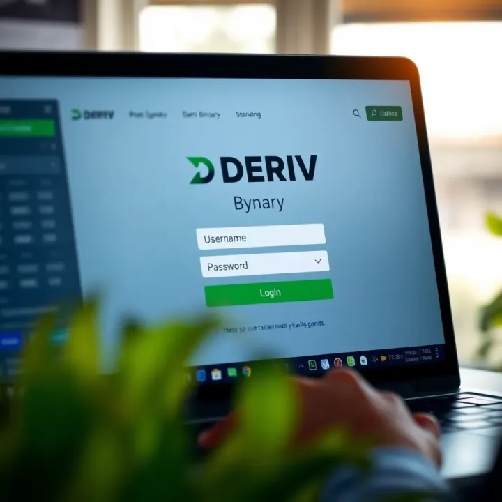 Screenshot of the Deriv Binary login page showing username and password fields