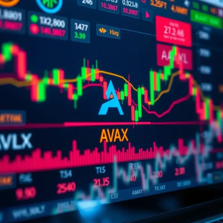 Graph showing Avalanche cryptocurrency price fluctuations with technical analysis indicators