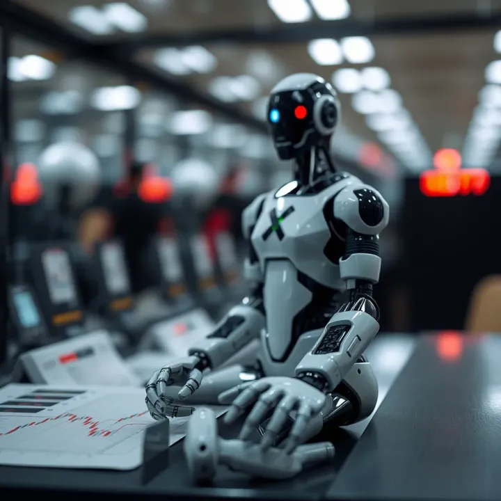 Visual representation of risk management and decision strategies in binary options trading with bots