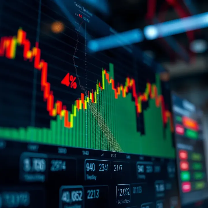 Chart showing upward and downward trends representing binary options trading decisions