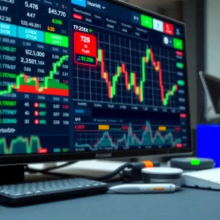 User interface of a binary options trading platform showing various market assets and trade options