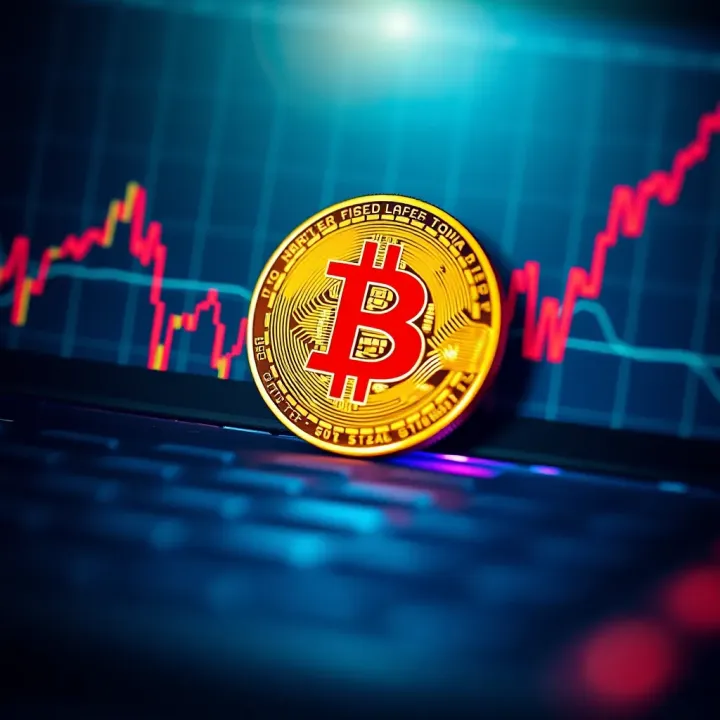 Graph showing Bitcoin price fluctuations with upward and downward trends