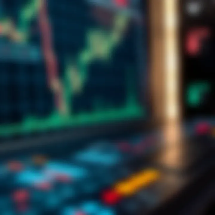 Illustration of risk management components in automated trading with charts and alert symbols