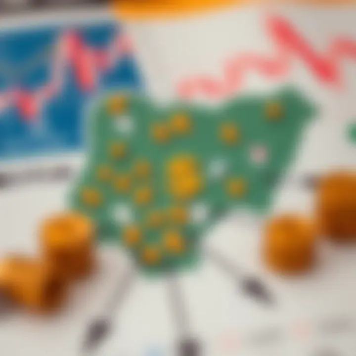 Map of Nigeria with currency symbols and regulatory icons