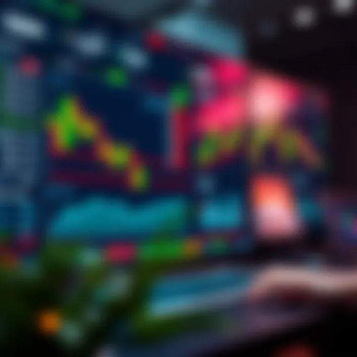 Interface of a trading platform showing market charts, trading options, and user dashboard