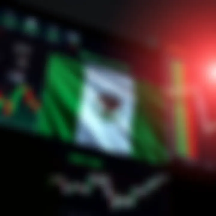 Illustration of Nigerian flag with digital financial charts