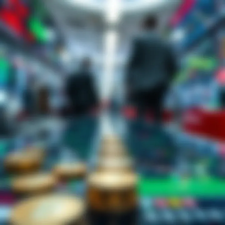 Visual representation of Nigerian financial market with currency symbols and charts depicting trading activity and risk management