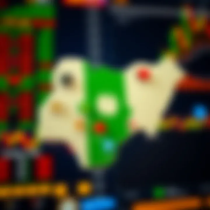 Map of Nigeria with financial icons representing CFD trading platforms and regulatory symbols