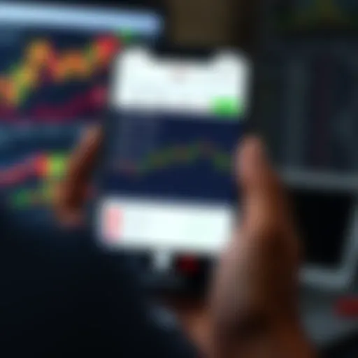 User interface displaying various trading options and real-time market data on a mobile device