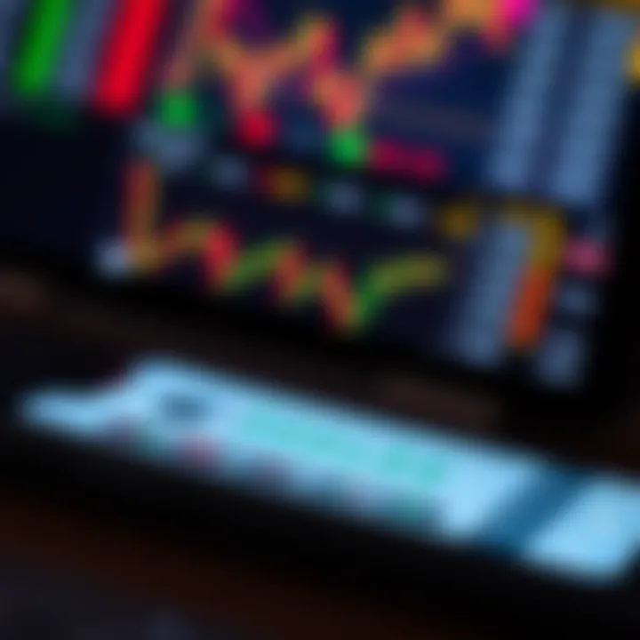 Mobile phone displaying a secure trading app interface with charts and financial data