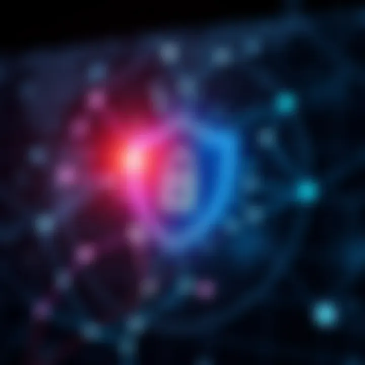 Security shield icon overlaying a digital network representing secure investment platforms in Nigeria