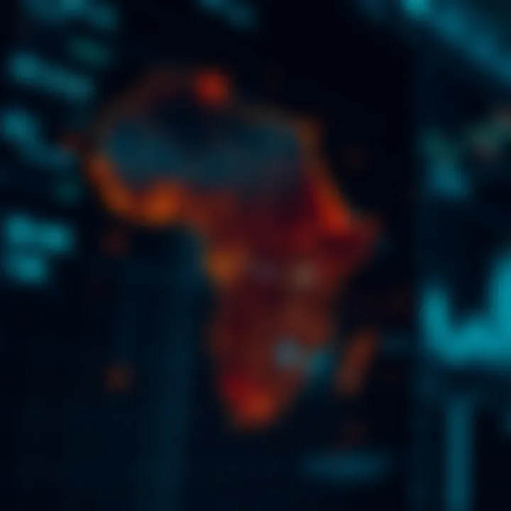 Blockchain-Driven Financial Inclusion in Africa Illustration of a digital map of Africa highlighting financial inclusion growth through blockchain technology