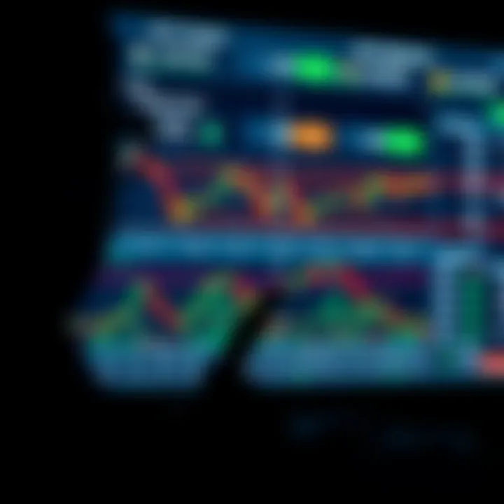 Digital interface showing financial charts and a user selecting a trader to copy