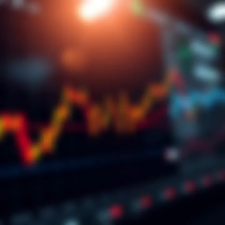 Graph showing forex currency pairs with upward and downward trends on a digital trading platform