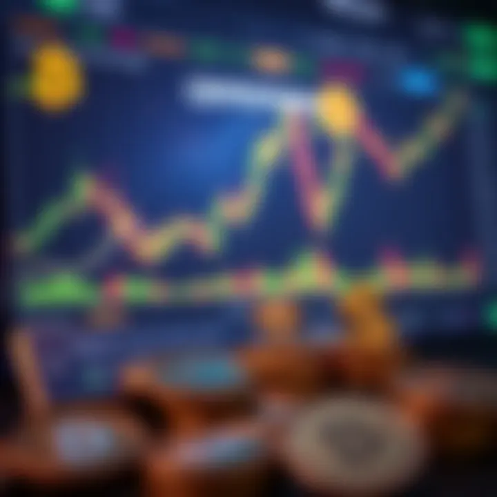 Illustration of a digital interface displaying cryptocurrency market charts and Nigerian currency symbols