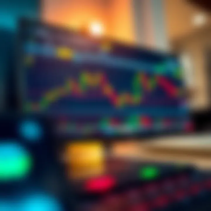 Trading platform interface showing forex charts and live market data