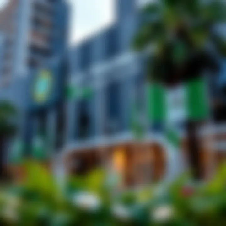 Lux Trading Firm headquarters showcasing modern office building with Nigerian flags