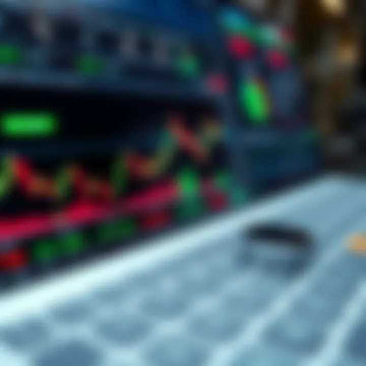 Interface of a crypto trading platform displaying charts, tools, and risk management options