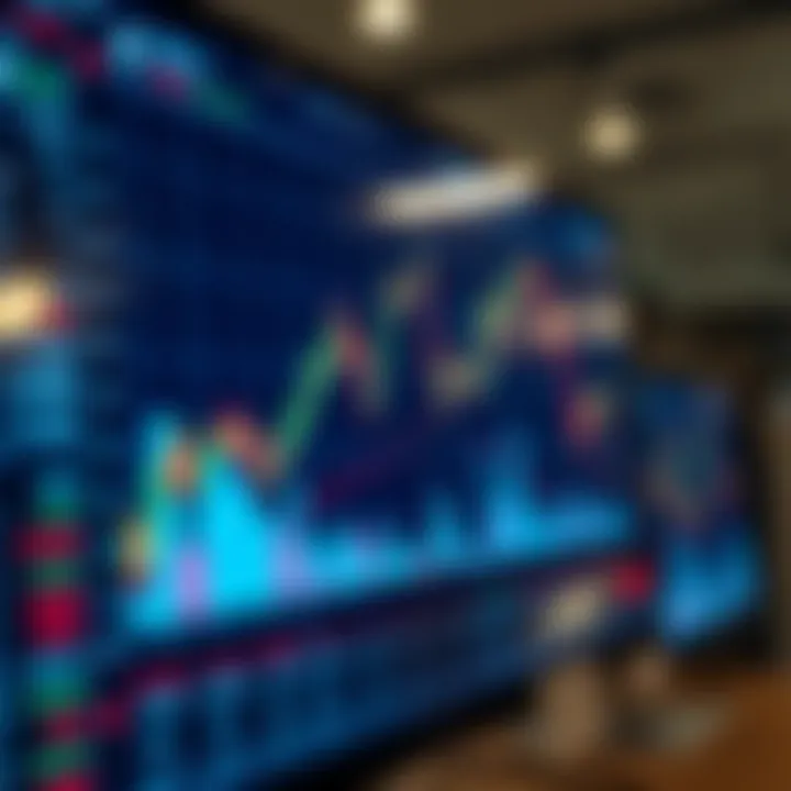 Chart showing forex trading signals and market analysis on digital screen