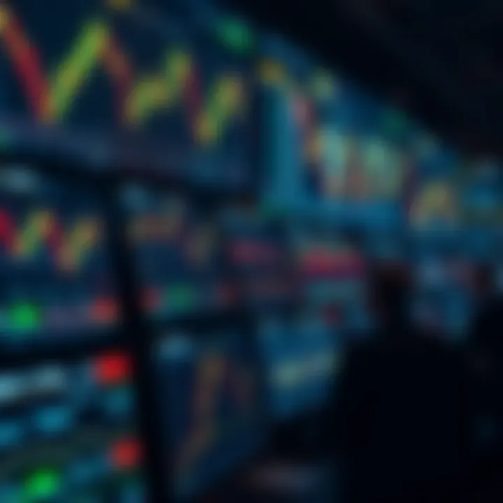 Global currency market trends visualized on multiple digital screens with graph lines and financial data