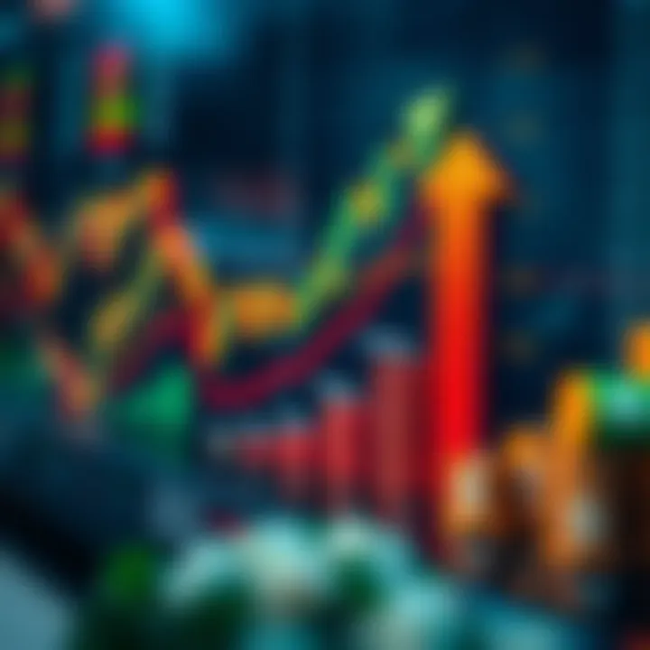Conceptual representation of strategic forex trading with financial charts, currency symbols, and growth arrows