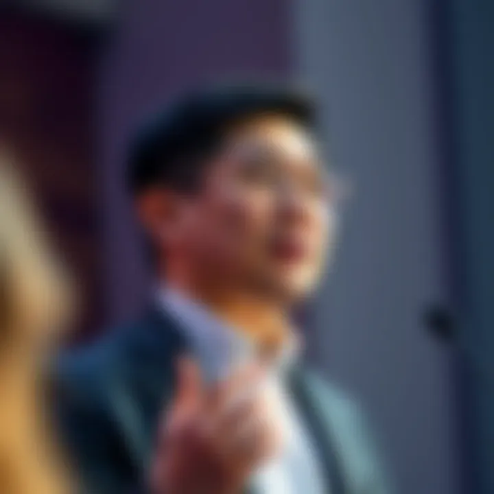 Portrait of Samson Mow delivering a keynote speech on blockchain innovation