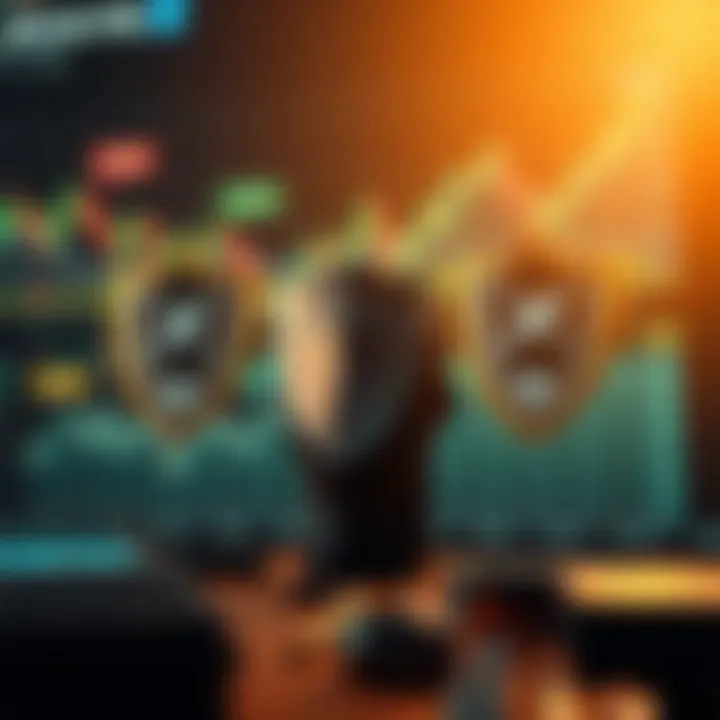 Strategic Risk Management and Psychological Strength in Trading Conceptual illustration of strategic risk management with charts, protective shields, and focused mindset