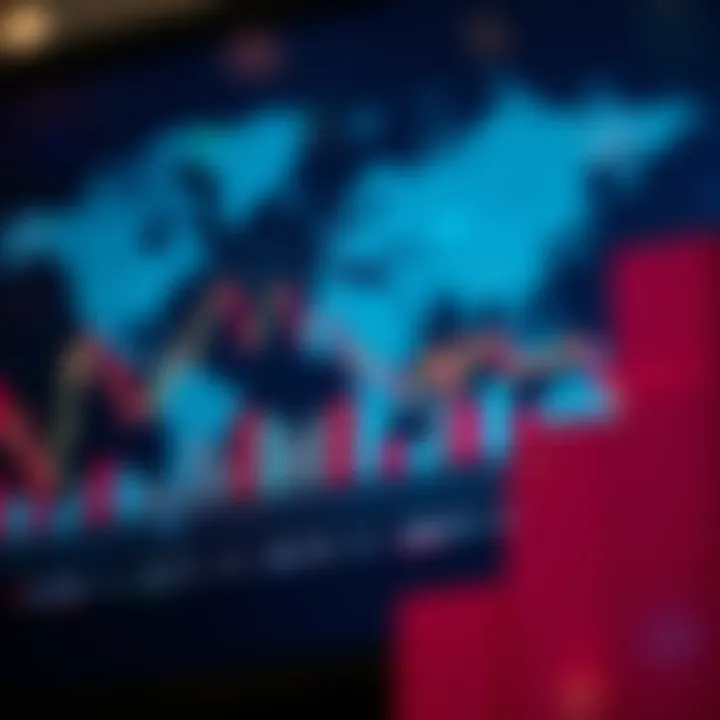 Graph showing fluctuating currency exchange rates with a global map background