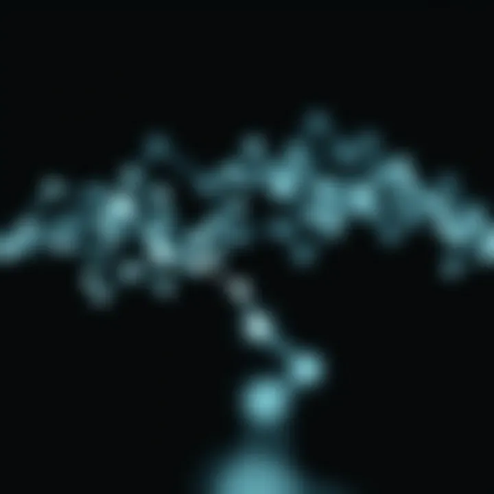 Visualization of binary data flow using connected nodes and lines on a dark background