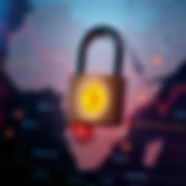 Secure digital lock with cryptocurrency symbols and Nigerian map background representing safe trading practices