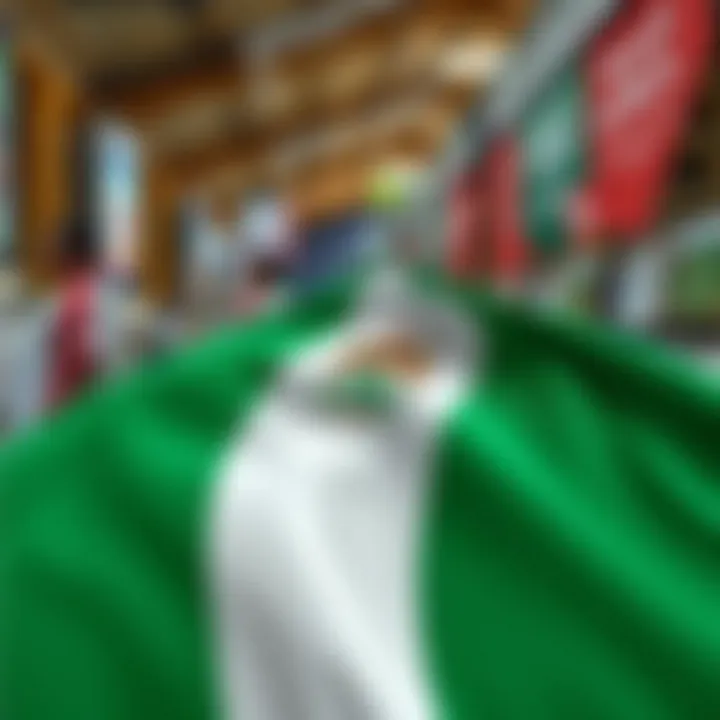 Conceptual illustration of the Nigerian flag with currency symbols and blockchain network connections
