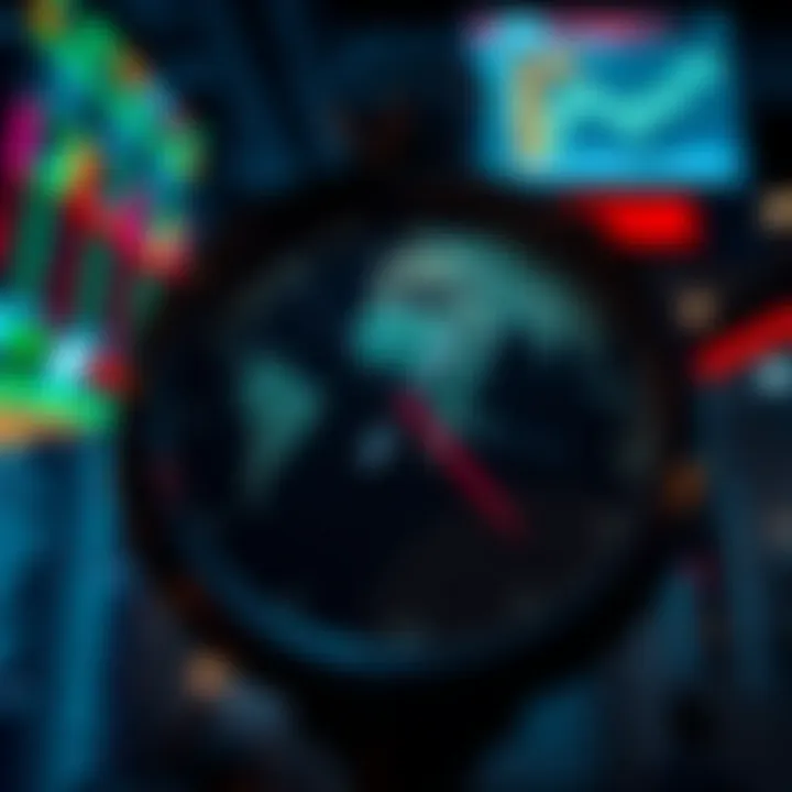 Global forex market with highlighted New York trading session timeframe on world clock