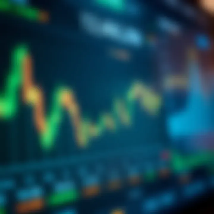 Graph showing upward trends on a digital trading platform dashboard