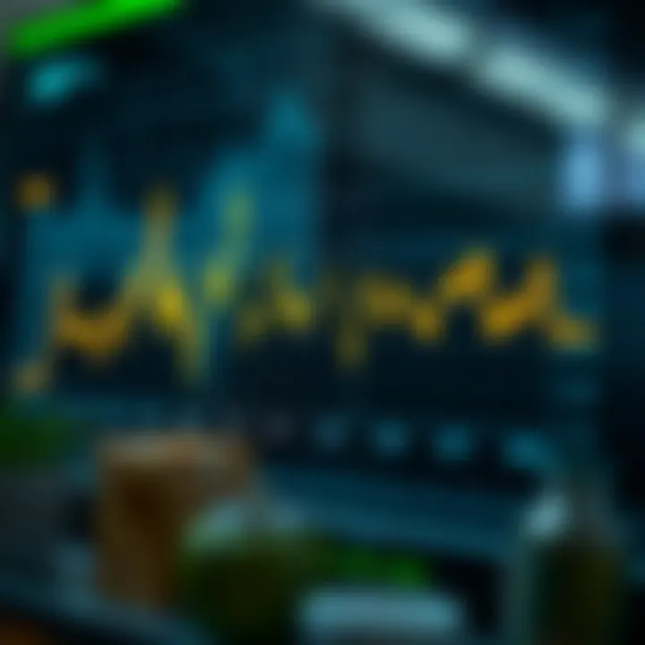Graph showing fluctuations in the volatility index over time with highlighted peaks and troughs