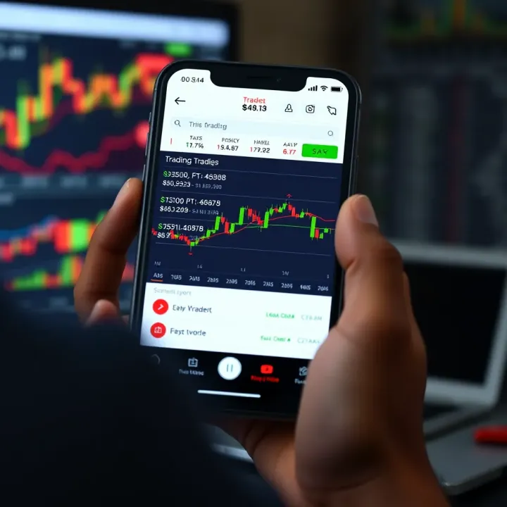 User interface displaying various trading options and real-time market data on a mobile device