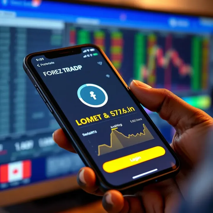 Illustration of a mobile phone showing secure login and analytics for forex trading in Nigeria