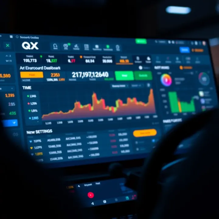 Dashboard view of QX Broker platform highlighting account overview and security settings