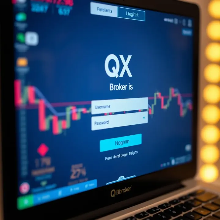 Secure login interface of QX Broker platform showing username and password fields