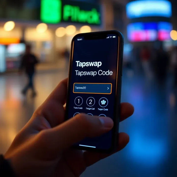 Mobile phone screen displaying Tapswap code entry interface with highlighted input field