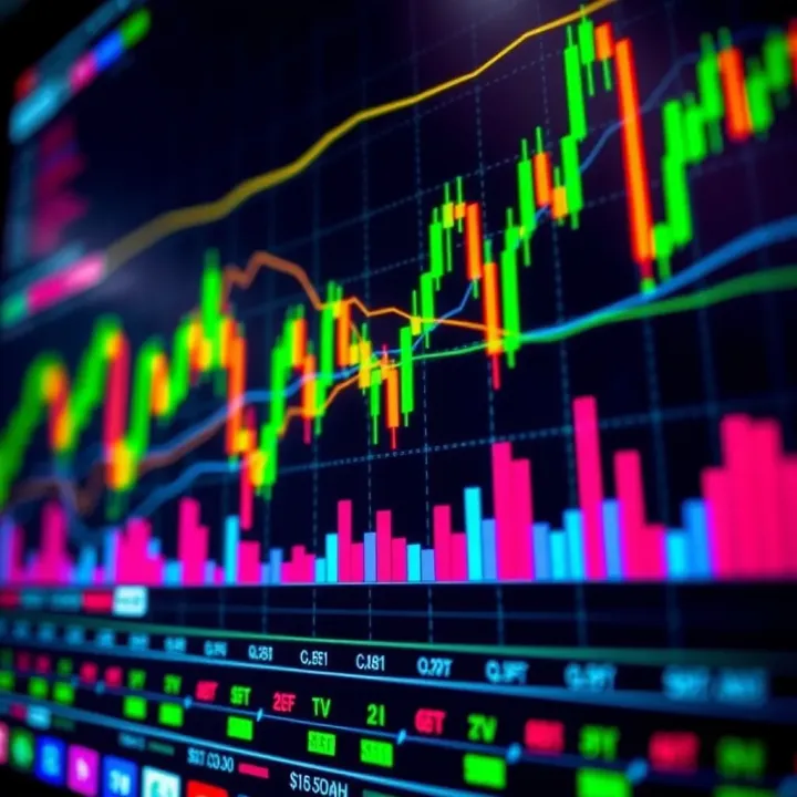 Colorful chart showing currency pair trends and forex market fluctuations
