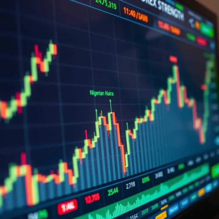 Chart depicting currency strength trends with highlighted Nigerian Naira performance