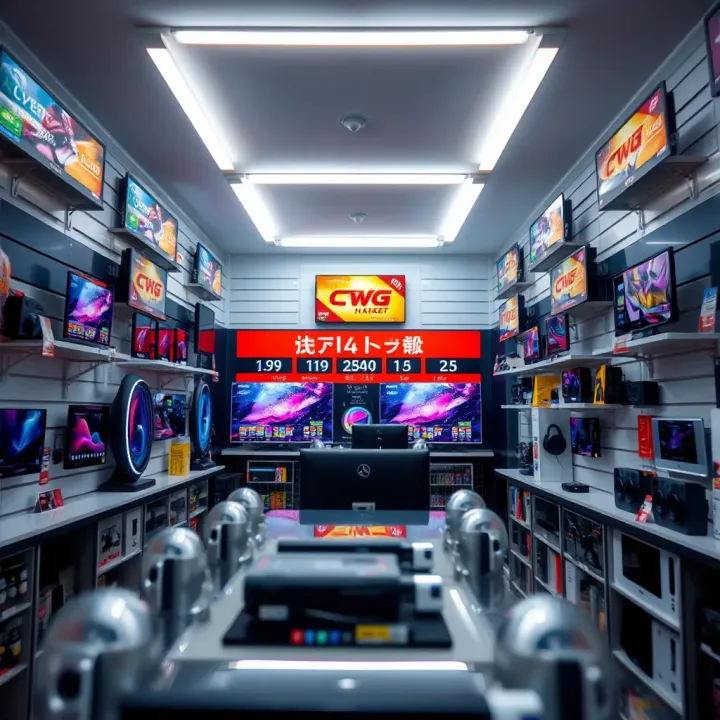 Modern retail store interior displaying a wide range of consumer electronics connected by CWG Markets