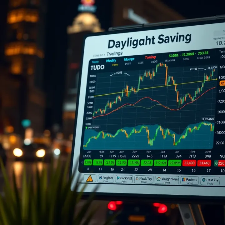 Effect of Daylight Saving on New York Trading Session Timing Calendar highlighting daylight saving changes alongside market activity graphs