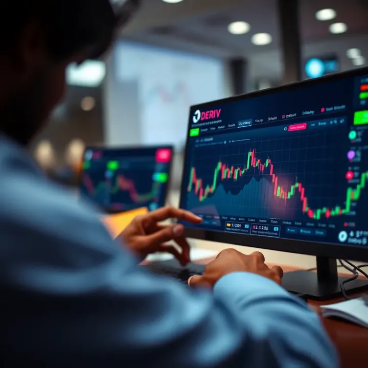 Executing Trades Efficiently on Deriv Platform Deriv trading platform interface showing market options and real-time trading data