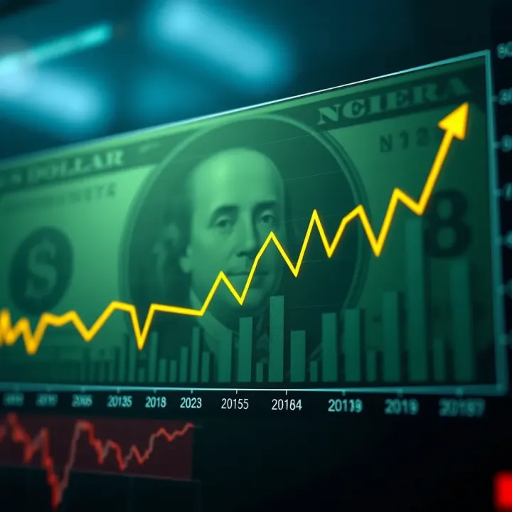 Graph illustrating the fluctuations of the US dollar exchange rate against the Nigerian Naira over time