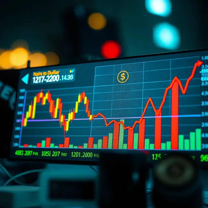 Graph showing fluctuations in Naira to Dollar exchange rate influenced by economic indicators