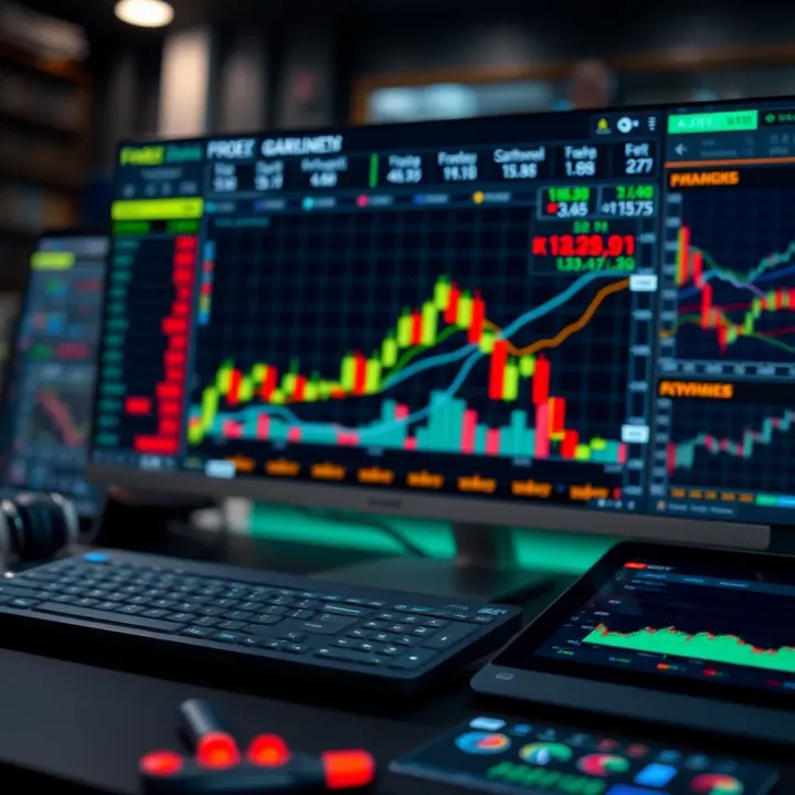 Applying Market Analysis Techniques in Forex Trading Illustration of market analysis tools including charts and economic news for forex trading