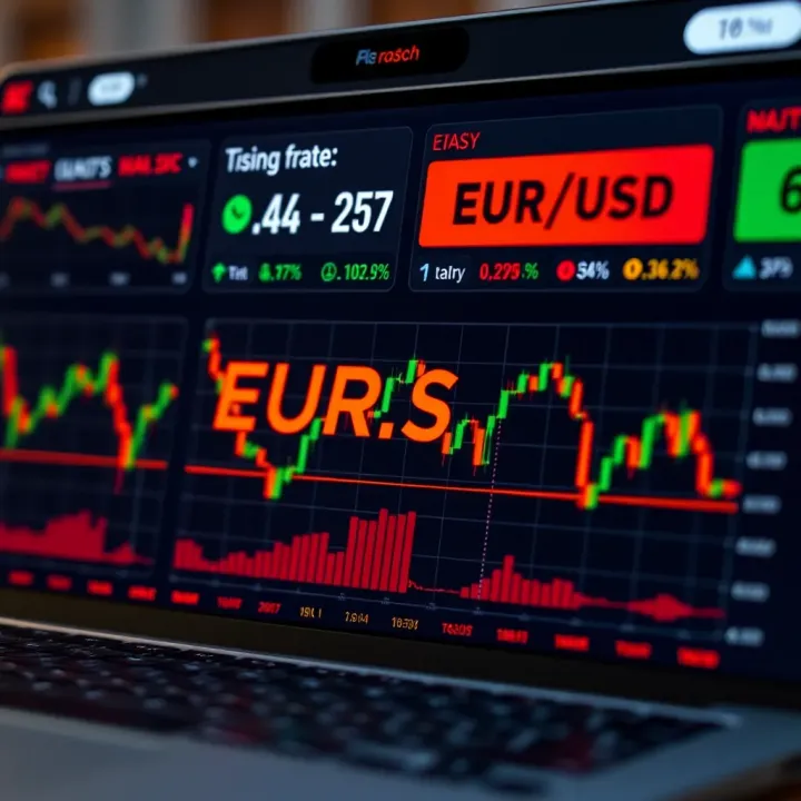 Impact of Economic Events on EUR/USD Exchange Rate Global forex market dashboard displaying economic event impacts on EUR/USD exchange rate