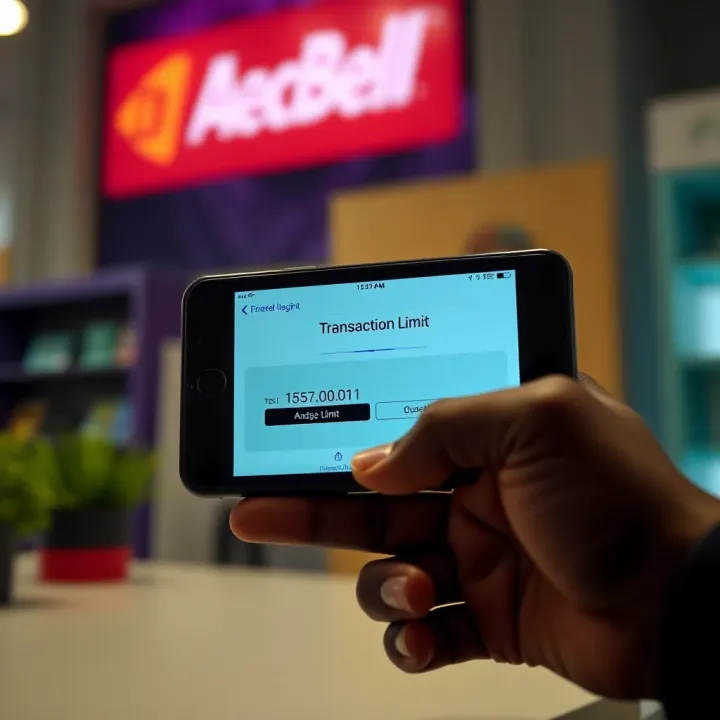Digital device displaying financial transaction limit notification on a Nigerian banking app