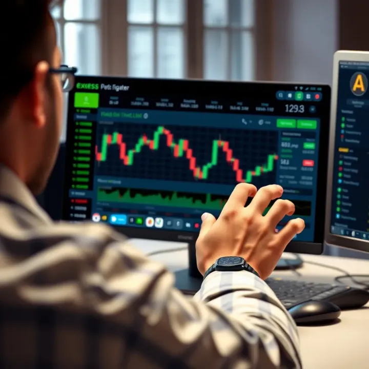 User navigating the Exness trading software interface on desktop